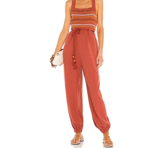 🆕Free People Smocked Jumpsuit in Sumac Colour - Picture 11 of 12